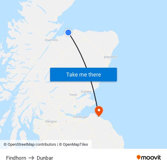 Findhorn to Dunbar map