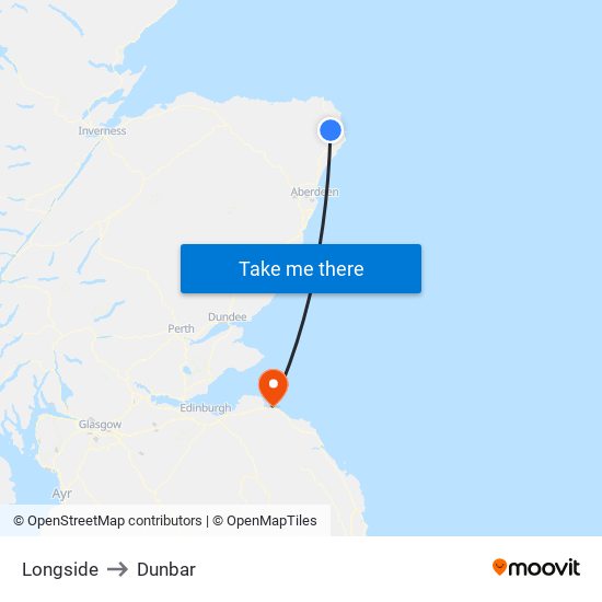 Longside to Dunbar map