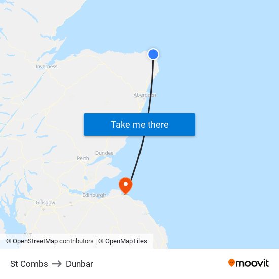 St Combs to Dunbar map