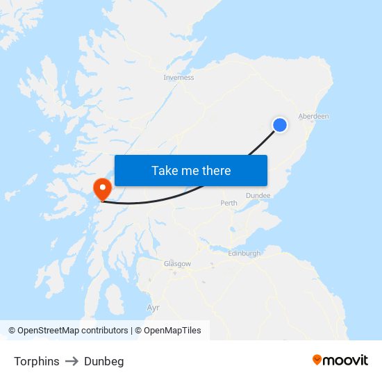 Torphins to Dunbeg map