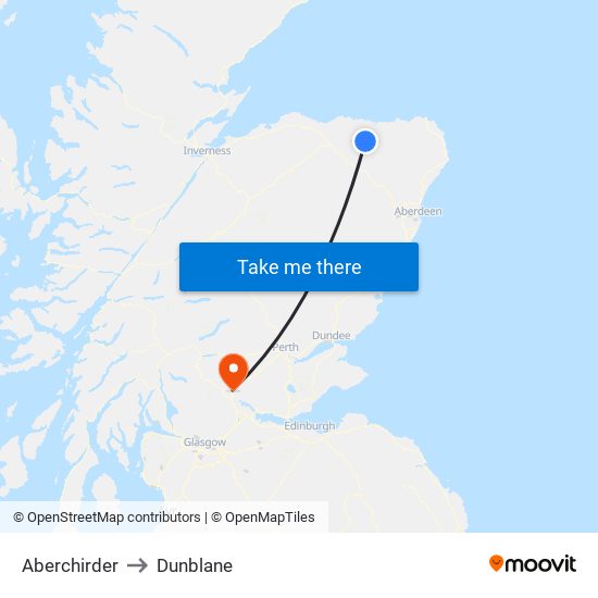 Aberchirder to Dunblane map