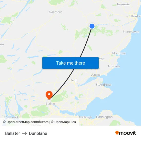 Ballater to Dunblane map