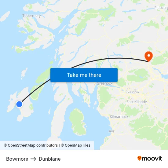 Bowmore to Dunblane map
