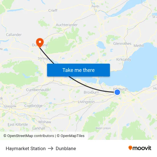 Haymarket Station to Dunblane map
