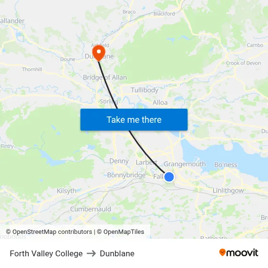 Forth Valley College to Dunblane map