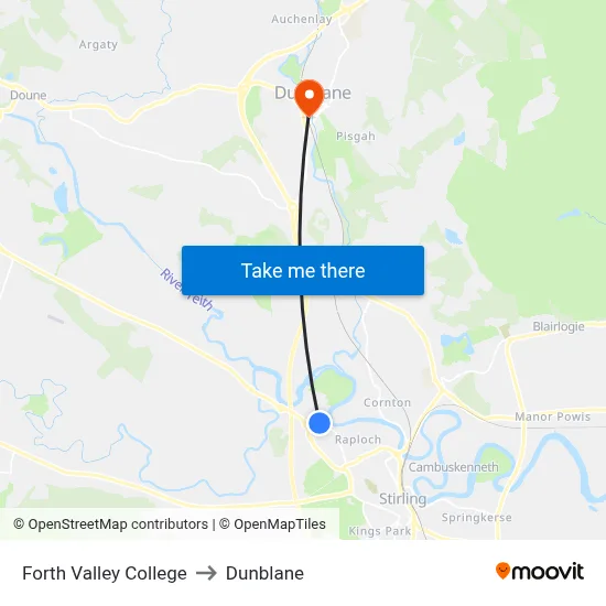 Forth Valley College to Dunblane map