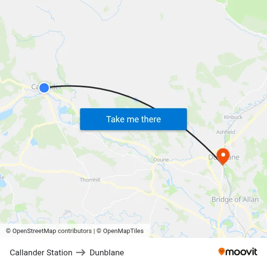 Callander Station to Dunblane map