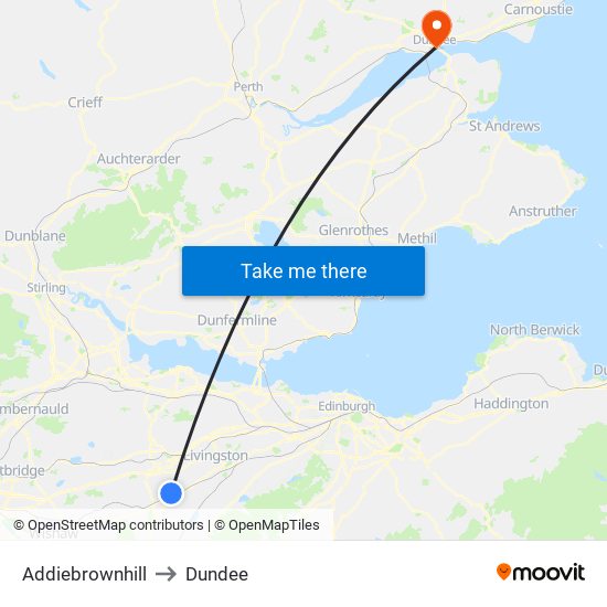 Addiebrownhill to Dundee map