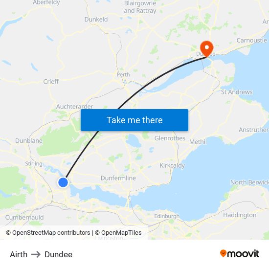 Airth to Dundee map