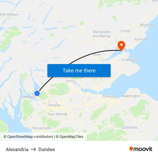 Alexandria to Dundee map