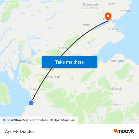 Ayr to Dundee map