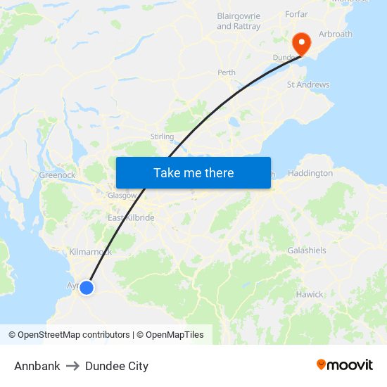 Annbank to Dundee City map