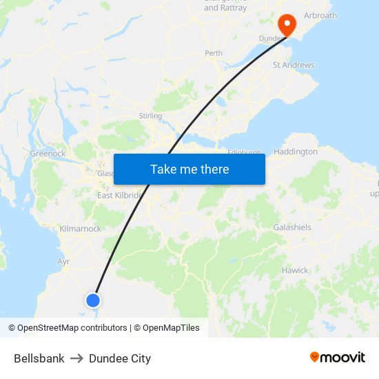 Bellsbank to Dundee City map
