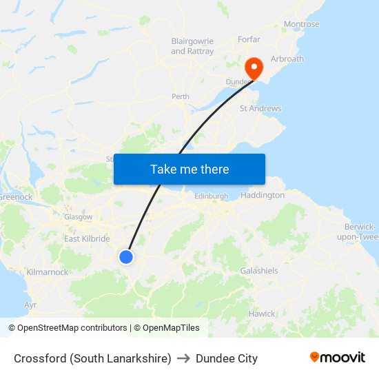 Crossford (South Lanarkshire) to Dundee City map