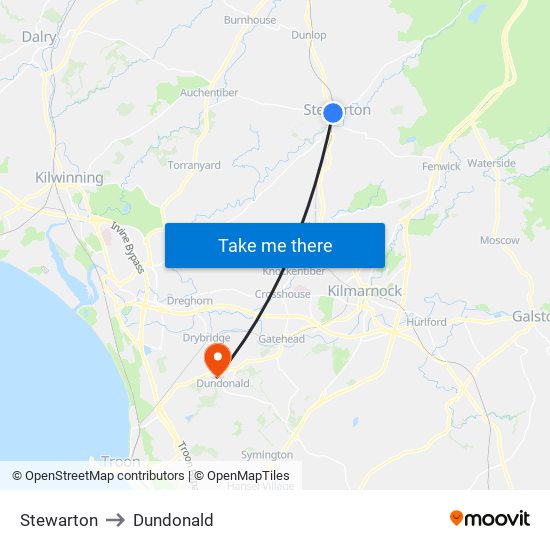 Stewarton to Dundonald map