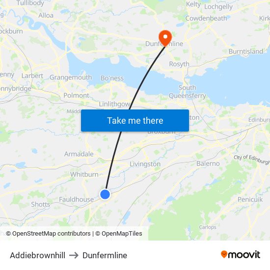 Addiebrownhill to Dunfermline map