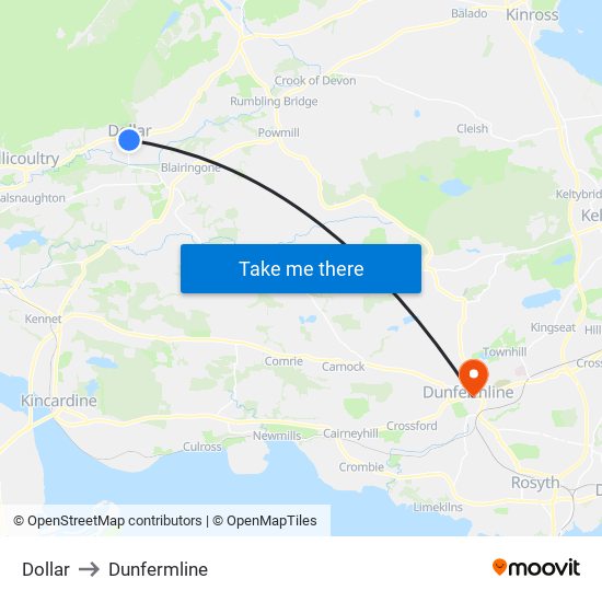 Dollar to Dunfermline map