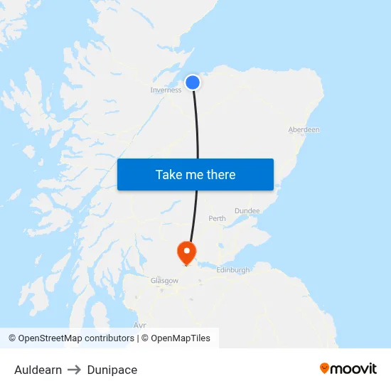 Auldearn to Dunipace map