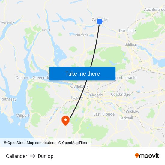 Callander to Dunlop map