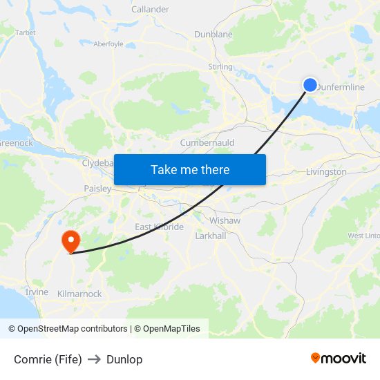 Comrie (Fife) to Dunlop map