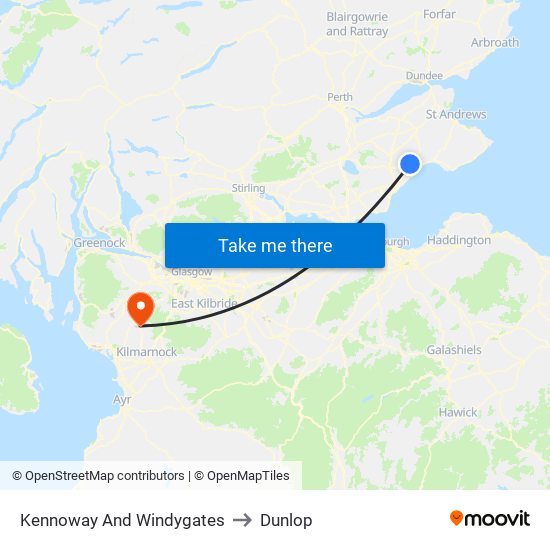 Kennoway And Windygates to Dunlop map