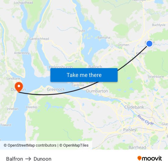 Balfron to Dunoon map