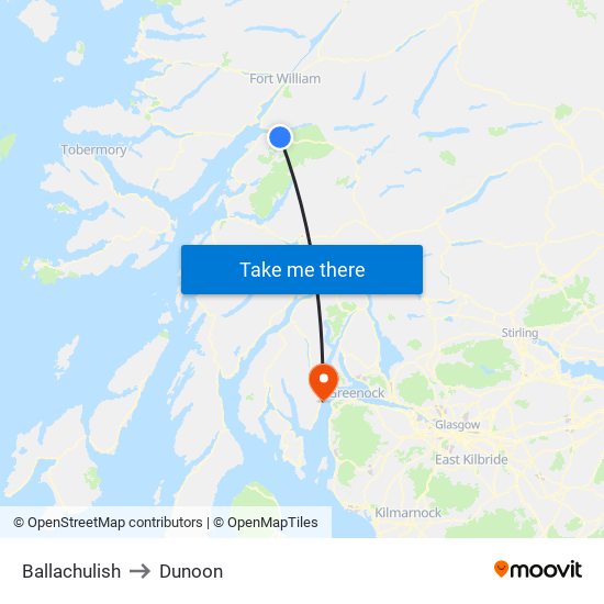 Ballachulish to Dunoon map