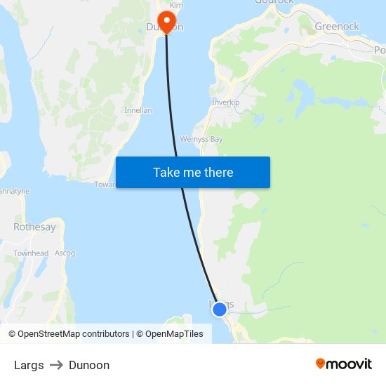 Largs to Dunoon map