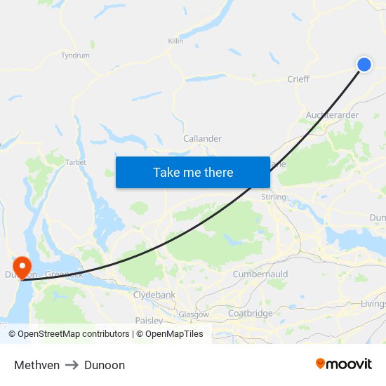 Methven to Dunoon map