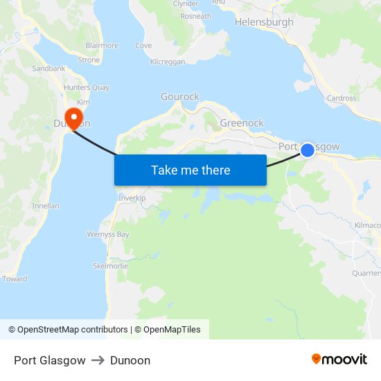 Port Glasgow to Dunoon map