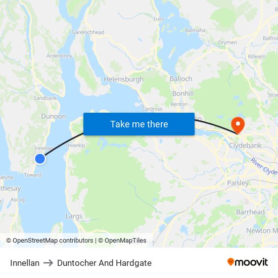 Innellan to Duntocher And Hardgate map