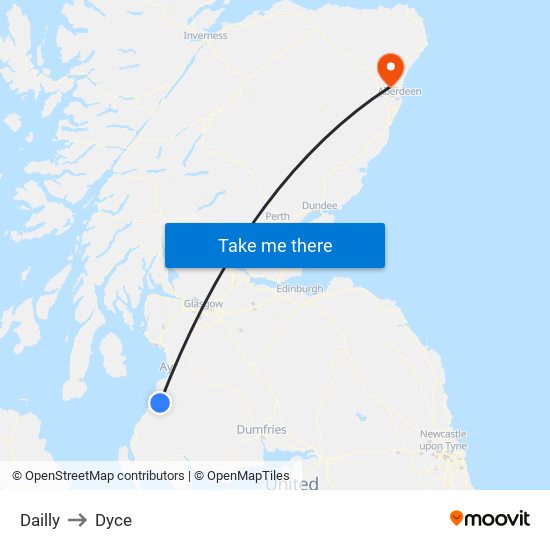 Dailly to Dyce map