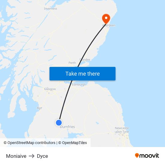 Moniaive to Dyce map