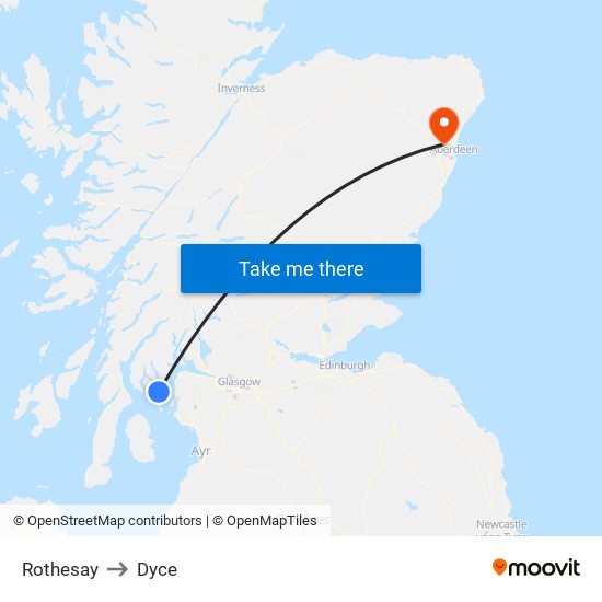 Rothesay to Dyce map