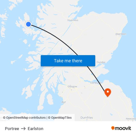 Portree to Earlston map