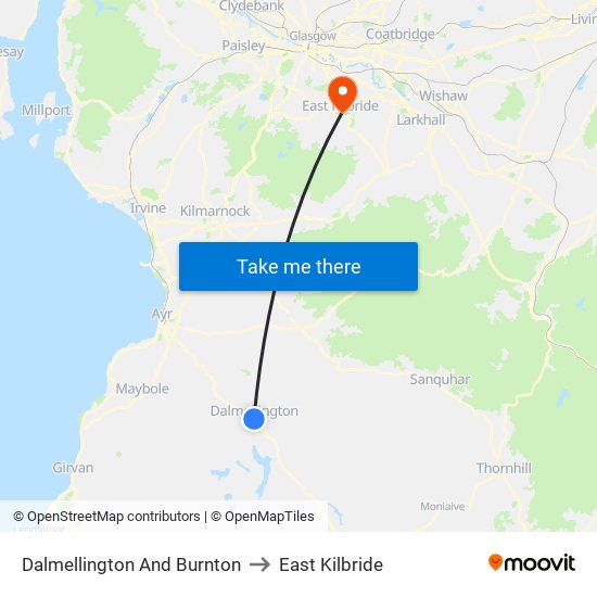 Dalmellington And Burnton to East Kilbride map