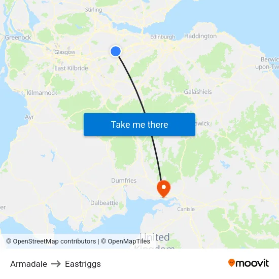 Armadale to Eastriggs map
