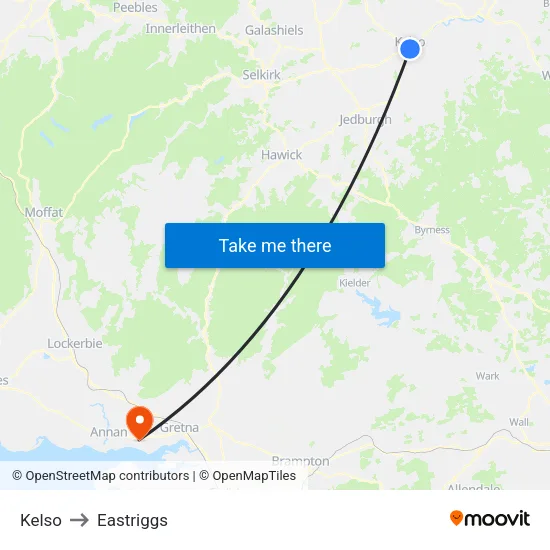 Kelso to Eastriggs map
