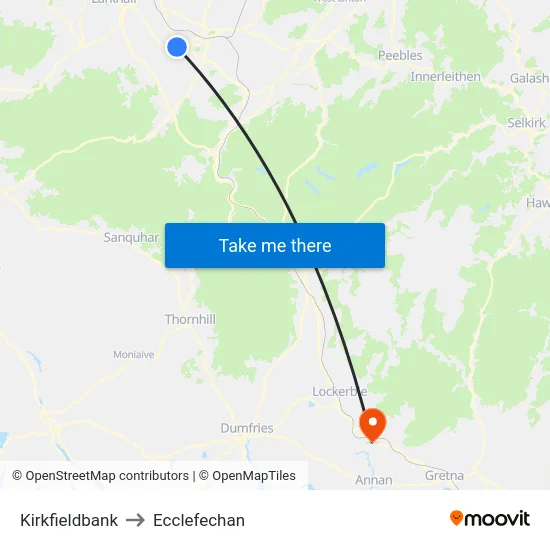 Kirkfieldbank to Ecclefechan map