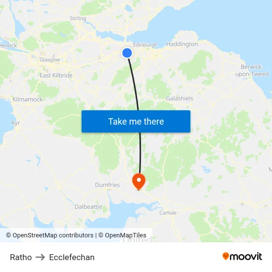 Ratho to Ecclefechan map