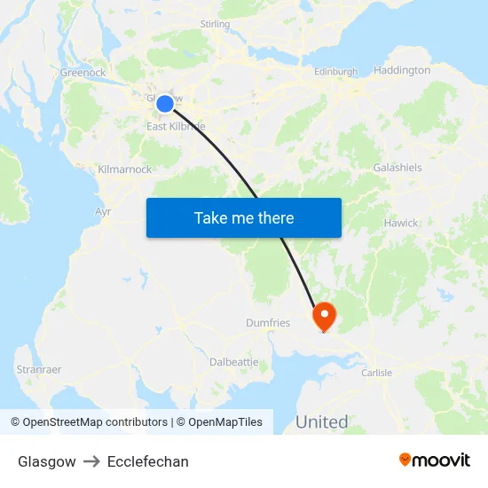Glasgow to Ecclefechan map