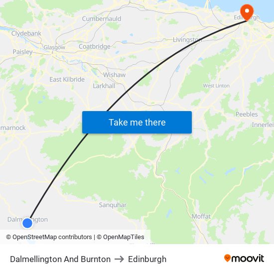 Dalmellington And Burnton to Edinburgh map