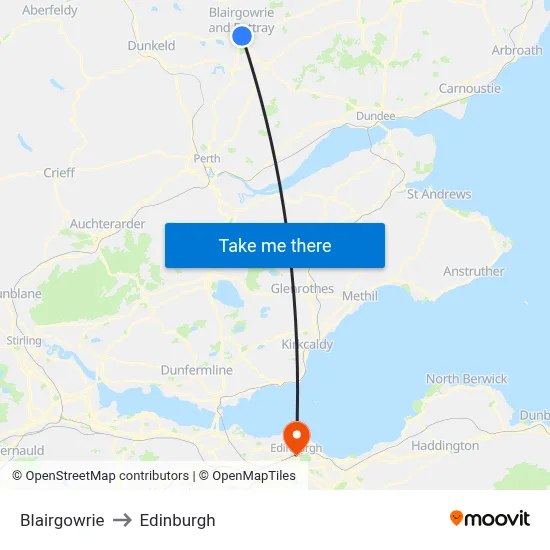 Blairgowrie to Edinburgh map
