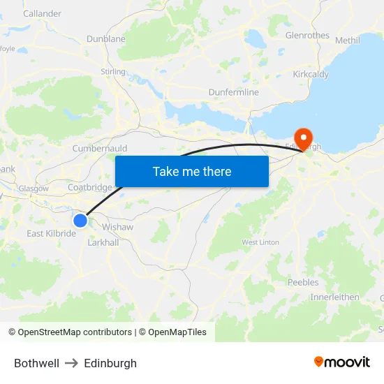 Bothwell to Edinburgh map