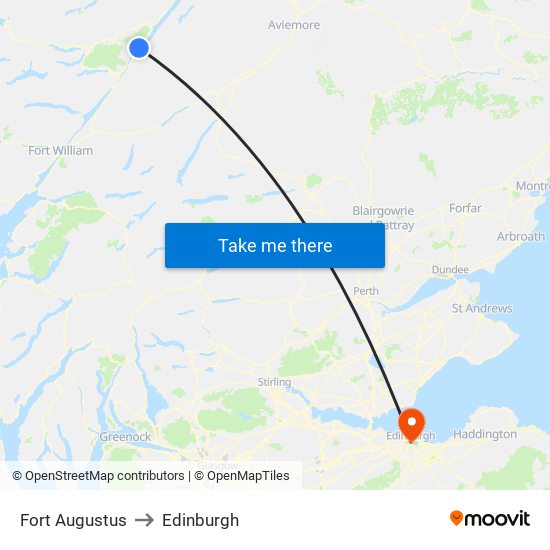 Fort Augustus to Edinburgh map