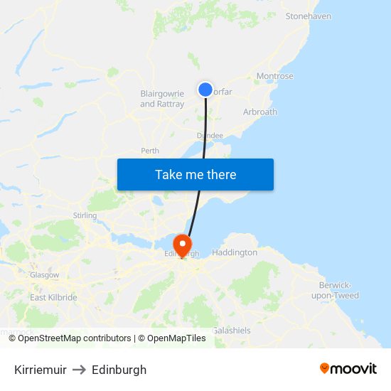 Kirriemuir to Edinburgh with public transportation