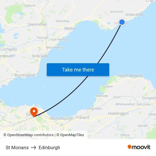 St Monans to Edinburgh map