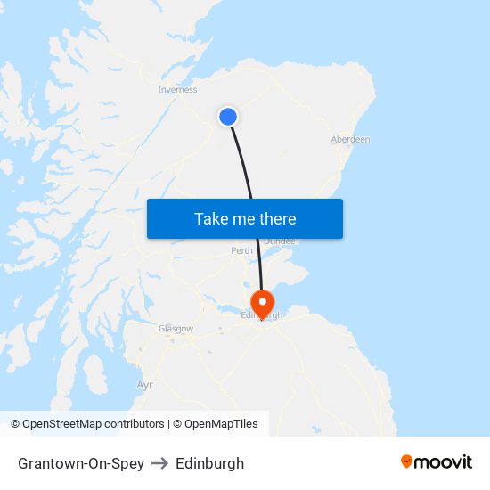 Grantown-On-Spey to Edinburgh map