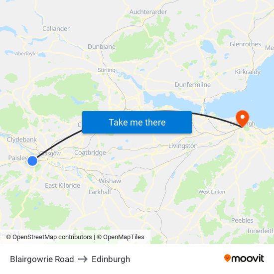 Blairgowrie Road to Edinburgh map
