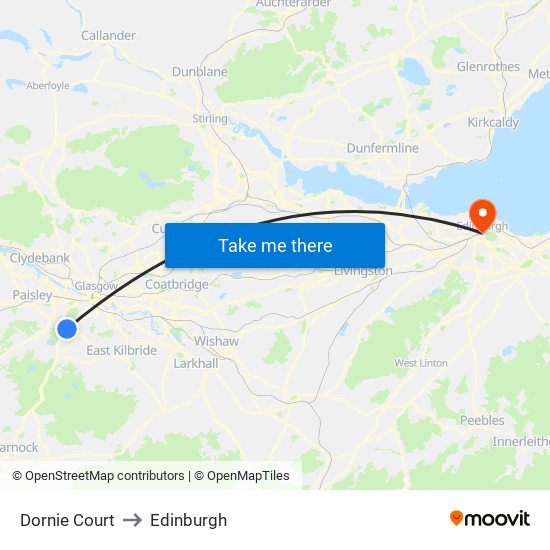 Dornie Court to Edinburgh map